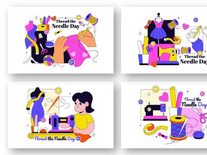 10 Thread the Needle Day Illustration