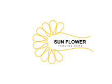 Sunflower Logo Design, Ornamental Plant Garden Plant Icon Vector, Company Product Brand