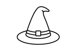 Classic wizard hat with wide brim and pointed top. Traditional sorcerer headwear for fantasy costumes and magical themes.