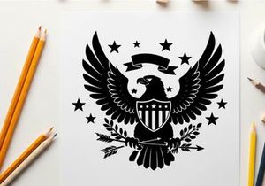 American eagle silhouette with stars and shield emblem