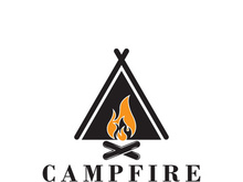 Bonfire Campfire Camp Fire place wood flame vintage retro logo design