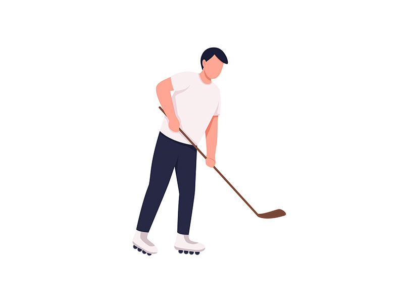 Field hockey player flat color vector faceless character