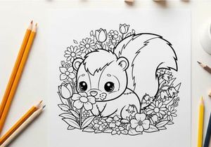 Cute bear with flowers spring nature vector illustration