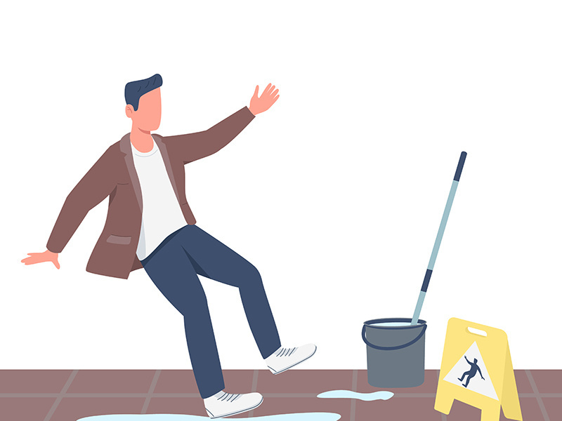 Slipped man flat color vector faceless character