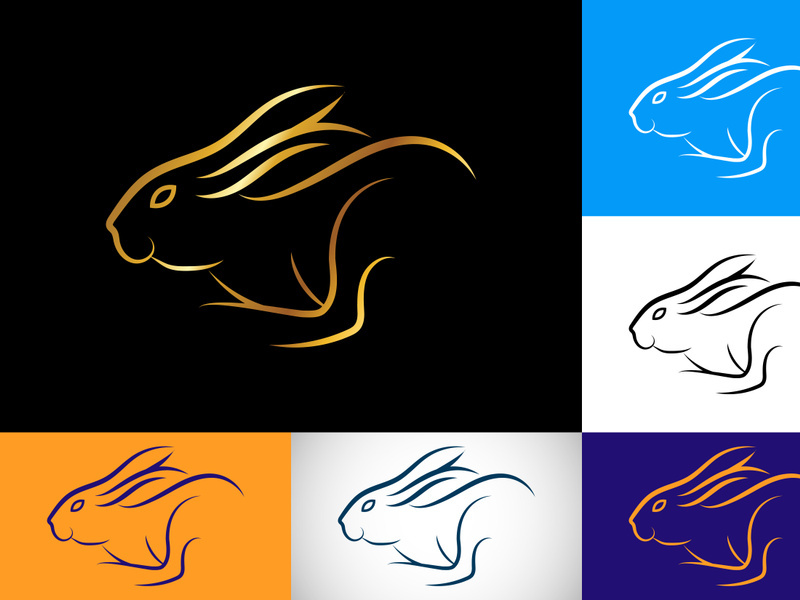 Rabbit Icon Logo Design, Creative Rabbit Logo Design.  Animal logo design vector icon illustration