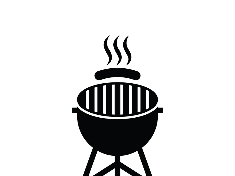 BBQ grill simple and symbol icon with smoke or steam logo ~ EpicPxls
