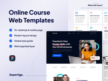 Online course website template preview picture