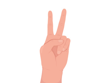 Victory symbol semi flat color vector hand gesture preview picture