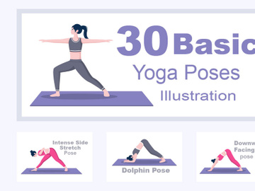30 Yoga Poses and Fitness Exercises Illustration preview picture