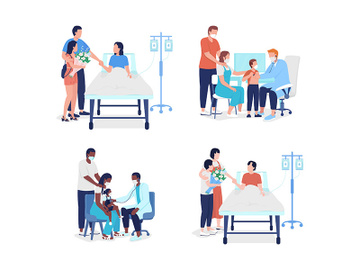 Family medicine semi flat color vector characters set preview picture
