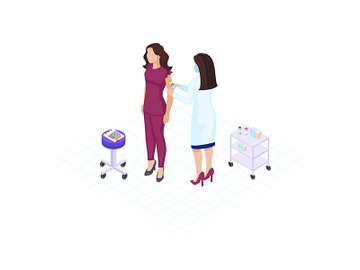 Doctor making vaccine flat color vector illustration preview picture