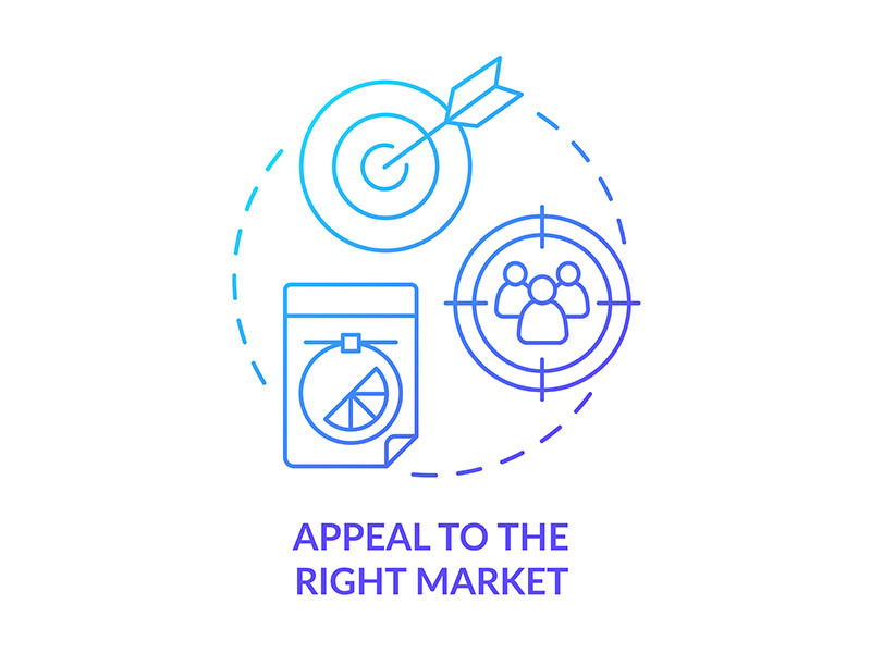Appeal to right market blue gradient concept icon