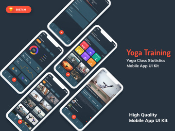 Yoga Class Mobile App Dark Version (SKETCH) preview picture