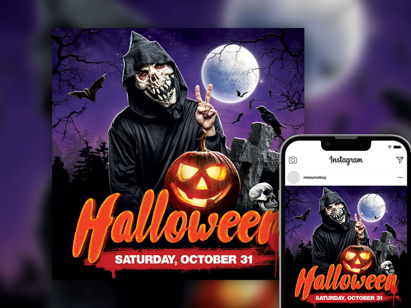 Free Playful Spooky Halloween Party Instagram Post Template