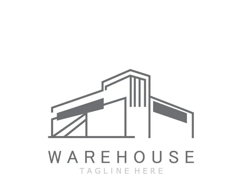 Warehouse modern storage logo business industry illustration