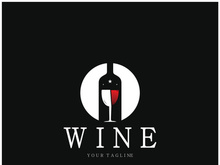 Wine logo with wine glasses and bottles.for night clubs,bars,cafe and wine shops.