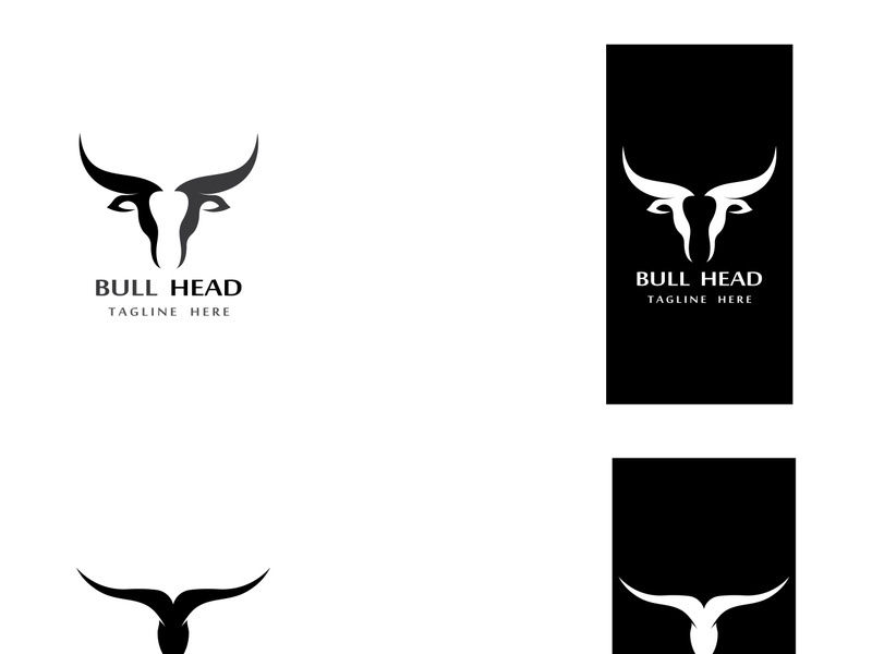 Retro vintage bull head horns logo design