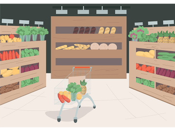 Grocery store flat color vector illustration preview picture