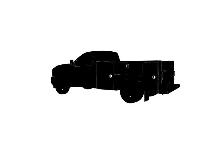 Silhouette of a large black truck with storage compartments