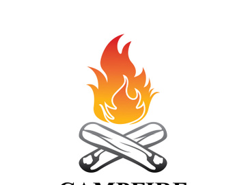 Bonfire Campfire Camp Fire place wood flame vintage retro logo design preview picture