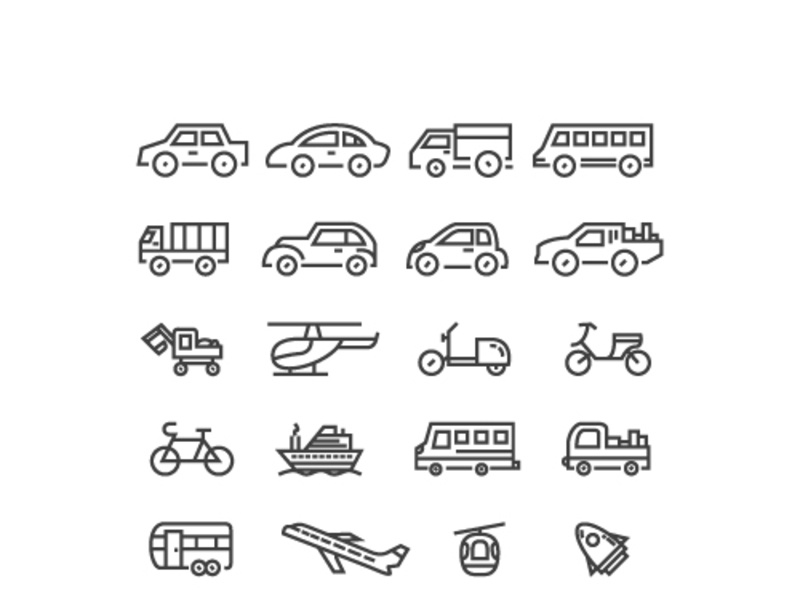 Vehicle and transportation icons