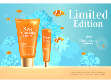 Limited edition cream realistic vector product ads banner template preview picture