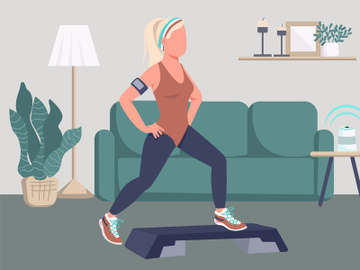 Step ups exercise flat color vector illustration preview picture