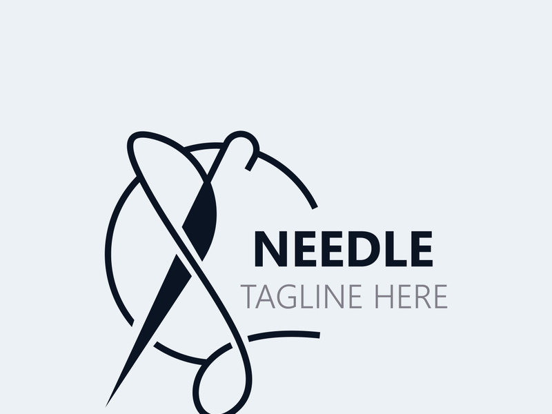 Needle and thread Sewing logo outline combination Line flat design template Simple icons. Concept tailor illustration
