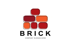 Bricks Logo Design, Material Stone Illustration Vector, Building Construction Icon