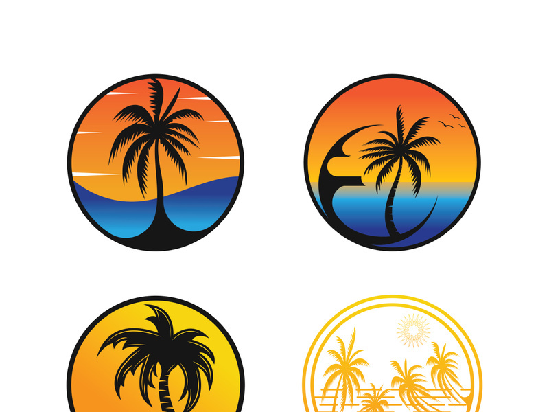 Palm tree summer logo template vector illustration