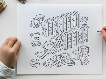 Dominoes falling toys vector illustration flat design