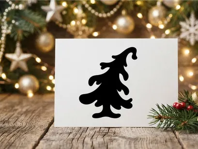 Silhueta preta de uma árvore de Natal estilizada isolada em fundo branco