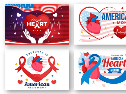 12 February is American Heart Month Illustration