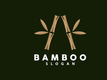 Bamboo Logo, Green Plants Vector, Simple Minimalist Design