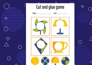10 Pages Cut and glue game for kids. Cutting practice for preschoolers. Education paper game for children