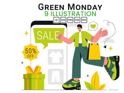 9 Green Monday Sale Illustration