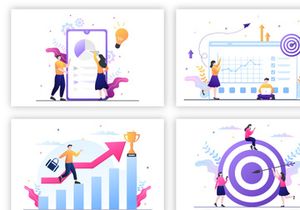 16 Startup Target of Goal Achievement Illustration
