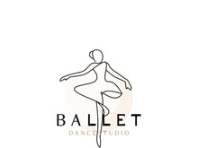 Ballet Dance studio logo design. Silhouette of a girl Dancing class abstract figure illustration