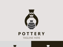 Pottery logo design handmade, creative traditional mug craft concept inspiration nature workshop