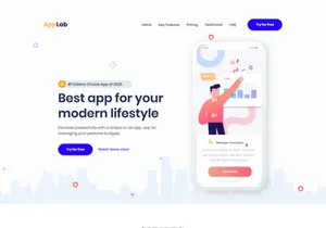 Landing page template for app showcasing