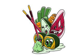 Vegetarian Food Vector Doodle
