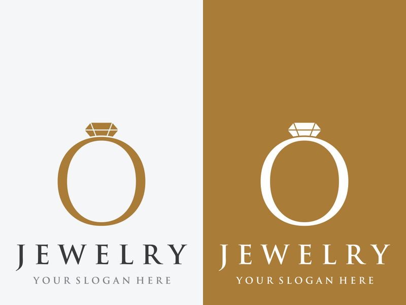 Abstract logo of jewelry ring with luxury diamond or gems.Isolated black and white background.Logo can be for jewelry brand and sign.