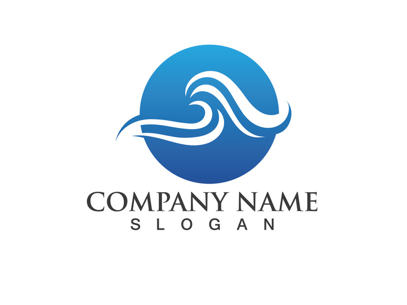 Blue water wave logo design template