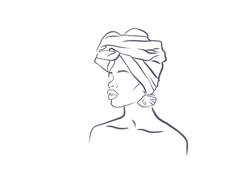 Line art portrait woman, Flower face one line vector illustration