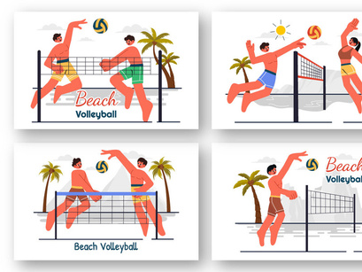 9 Beach Volleyball Player Illustration