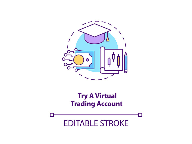 Trying virtual trading account concept icon