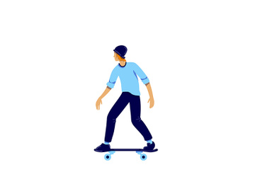 Skater flat color vector faceless character preview picture
