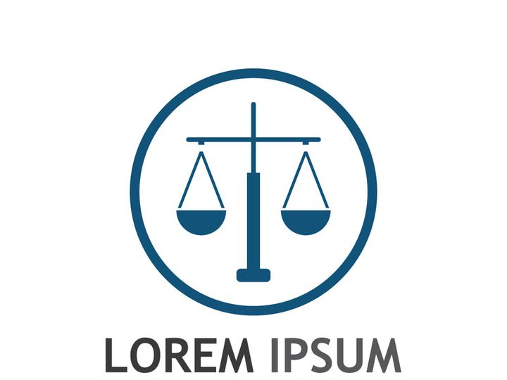 Law firm logo with scales.