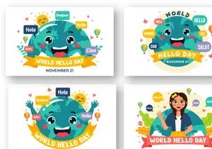 12 World Hello Day Illustration