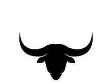 Retro vintage bull head horns logo design.